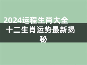 2024运程生肖大全 十二生肖运势最新揭秘