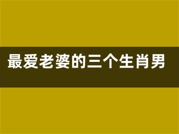 最爱老婆的三个生肖男