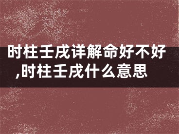 时柱壬戌详解命好不好,时柱壬戌什么意思