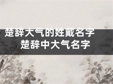 楚辞大气的姓戴名字 楚辞中大气名字