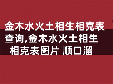 金木水火土相生相克表查询,金木水火土相生相克表图片 顺口溜