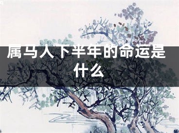 属马人下半年的命运是什么
