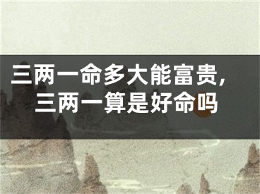 三两一命多大能富贵,三两一算是好命吗