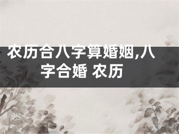 农历合八字算婚姻,八字合婚 农历
