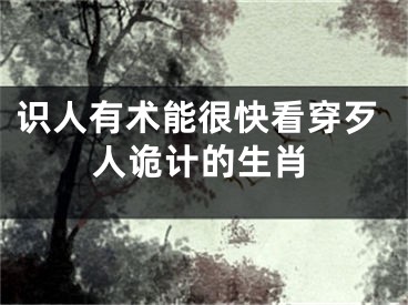 识人有术能很快看穿歹人诡计的生肖