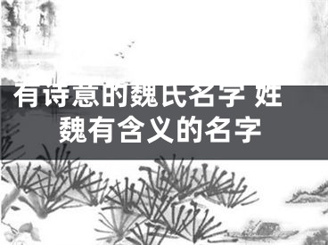 有诗意的魏氏名字 姓魏有含义的名字