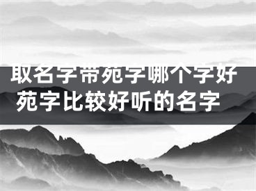 取名字带苑字哪个字好 苑字比较好听的名字