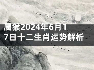 属猴2024年6月17日十二生肖运势解析
