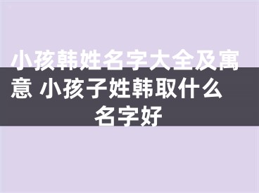 小孩韩姓名字大全及寓意 小孩子姓韩取什么名字好