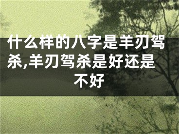 什么样的八字是羊刃驾杀,羊刃驾杀是好还是不好
