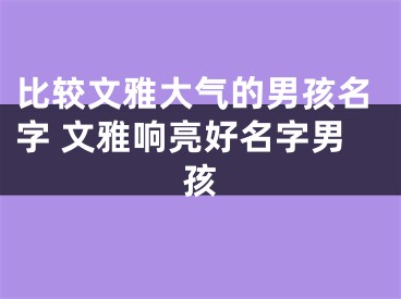 比较文雅大气的男孩名字 文雅响亮好名字男孩