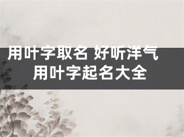 用叶字取名 好听洋气用叶字起名大全