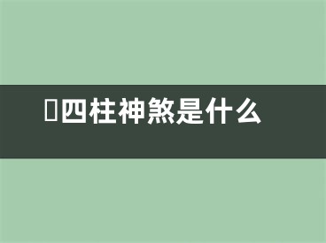 ​四柱神煞是什么