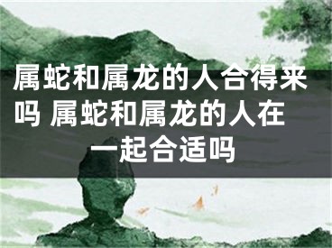 属蛇和属龙的人合得来吗 属蛇和属龙的人在一起合适吗