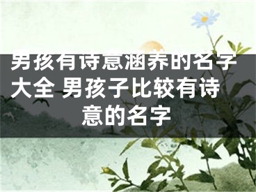 男孩有诗意涵养的名字大全 男孩子比较有诗意的名字