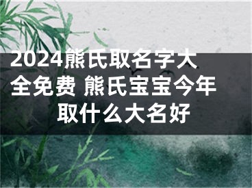 2024熊氏取名字大全免费 熊氏宝宝今年取什么大名好