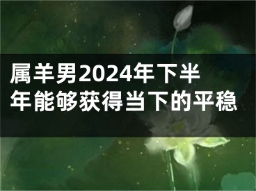 属羊男2024年下半年能够获得当下的平稳