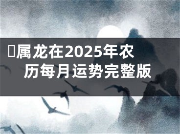 ​属龙在2025年农历每月运势完整版
