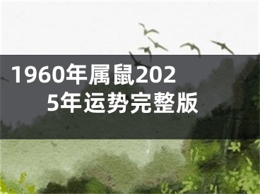 1960年属鼠2025年运势完整版