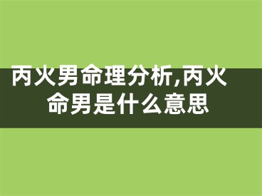 丙火男命理分析,丙火命男是什么意思