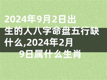 2024年9月2日出生的人八字命盘五行缺什么,2024年2月9日属什么生肖