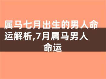 属马七月出生的男人命运解析,7月属马男人命运