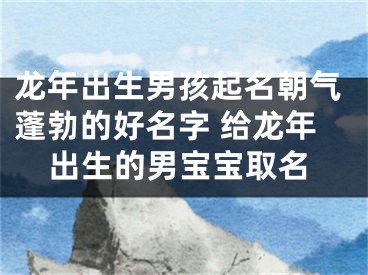 龙年出生男孩起名朝气蓬勃的好名字 给龙年出生的男宝宝取名