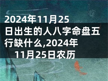 2024年11月25日出生的人八字命盘五行缺什么,2024年11月25日农历