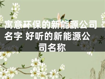 寓意环保的新能源公司名字 好听的新能源公司名称