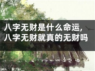 八字无财是什么命运,八字无财就真的无财吗