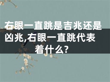 右眼一直跳是吉兆还是凶兆,右眼一直跳代表着什么?