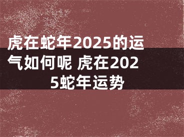 虎在蛇年2025的运气如何呢 虎在2025蛇年运势