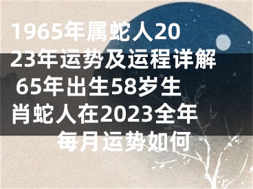 1965年属蛇人2023年运势及运程详解 65年出生58岁生肖蛇人在2023全年每月运势如何