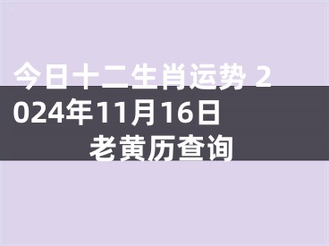 今日十二生肖运势 2024年11月16日老黄历查询