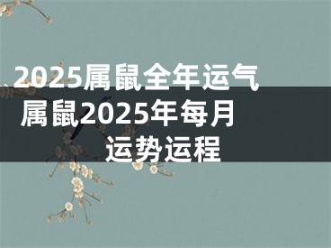 2025属鼠全年运气 属鼠2025年每月运势运程