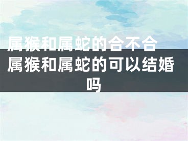 属猴和属蛇的合不合 属猴和属蛇的可以结婚吗
