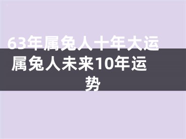 63年属兔人十年大运 属兔人未来10年运势
