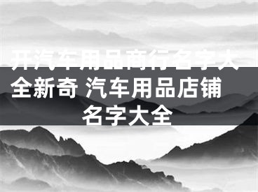 开汽车用品商行名字大全新奇 汽车用品店铺名字大全