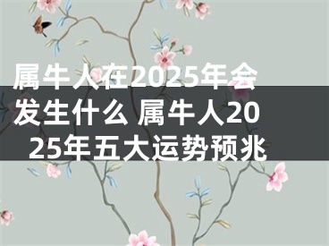 属牛人在2025年会发生什么 属牛人2025年五大运势预兆