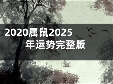 2020属鼠2025年运势完整版