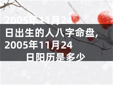 2005年11月24日出生的人八字命盘,2005年11月24日阳历是多少