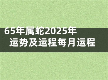 65年属蛇2025年运势及运程每月运程
