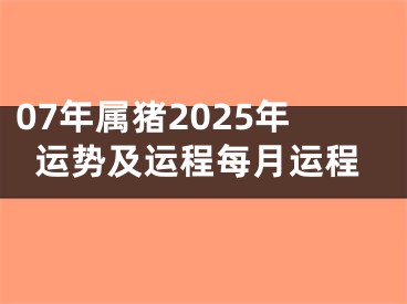 07年属猪2025年运势及运程每月运程