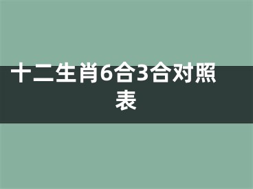 十二生肖6合3合对照表
