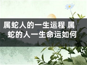 属蛇人的一生运程 属蛇的人一生命运如何