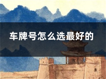 车牌号怎么选最好的
