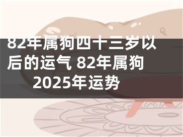 82年属狗四十三岁以后的运气 82年属狗2025年运势