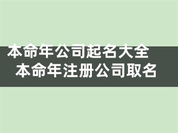 本命年公司起名大全 本命年注册公司取名