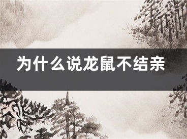 为什么说龙鼠不结亲