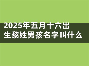 2025年五月十六出生黎姓男孩名字叫什么